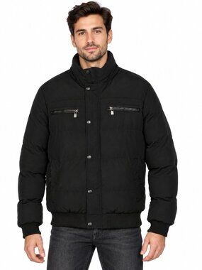 Justyle Men’s Black Insulated Winter Bomber Jacket Size XL